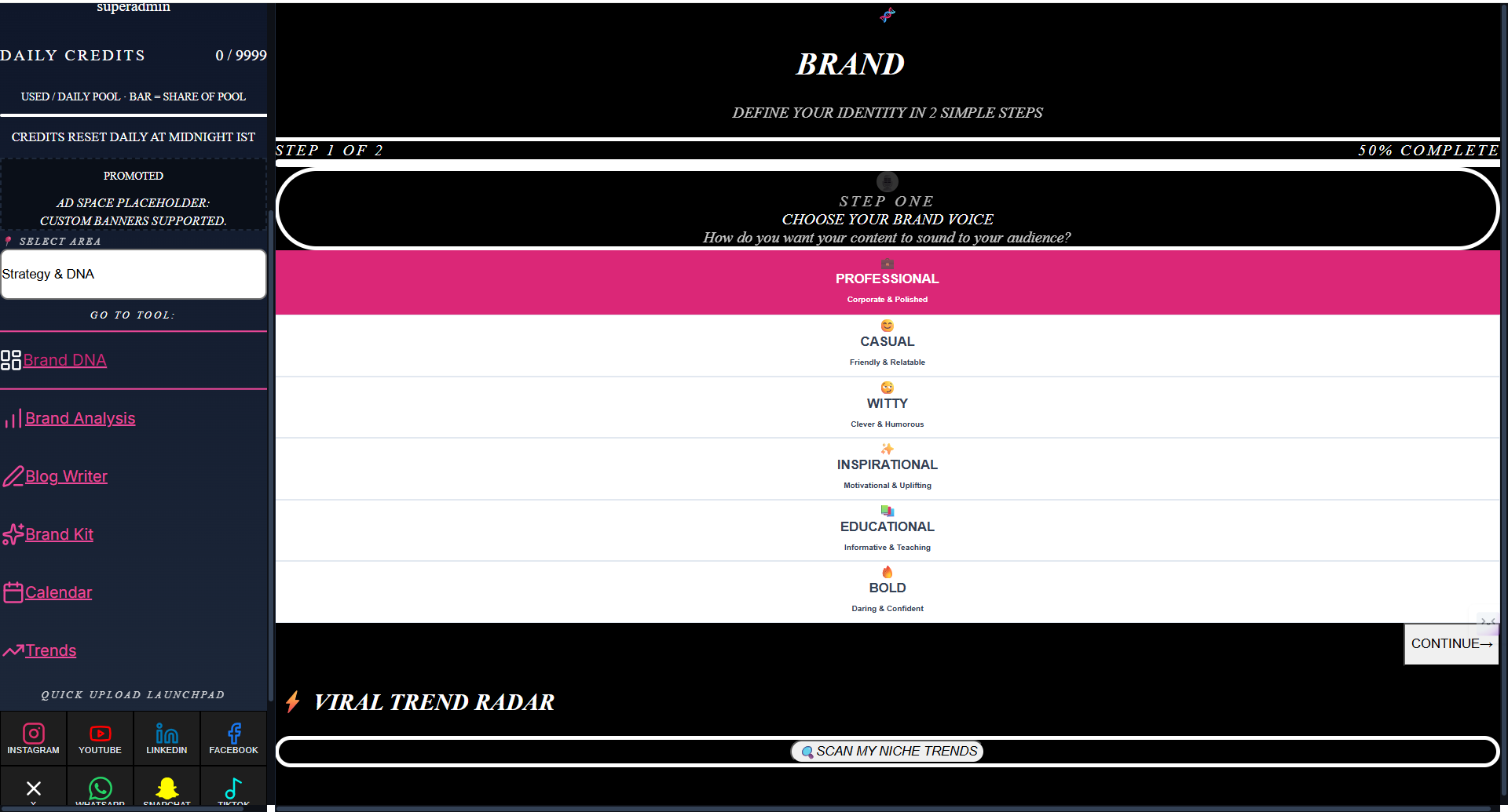 Main Command Center and Content DNA